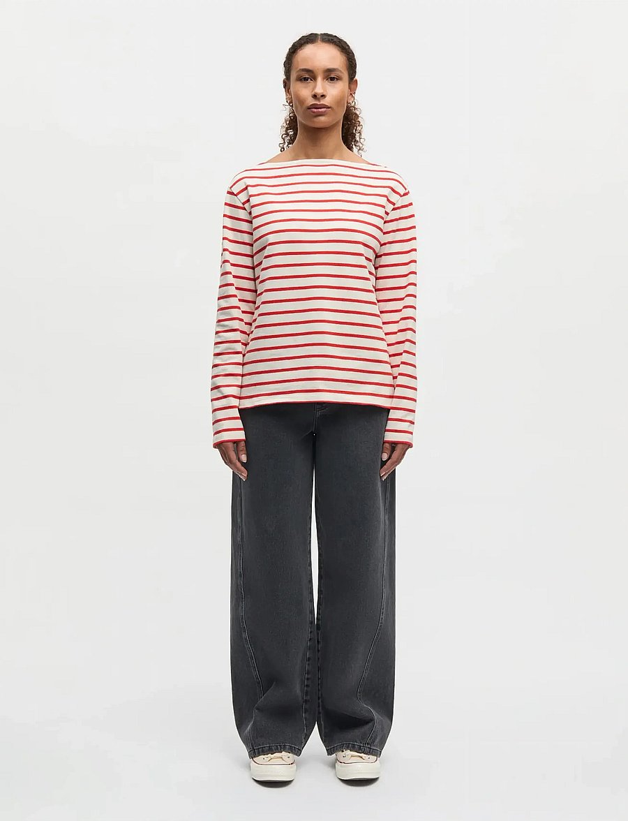 Mads Nørgaard - Pablo Gabi Tee LS - langärmlige tops - vanilla ice/fiery red - 0