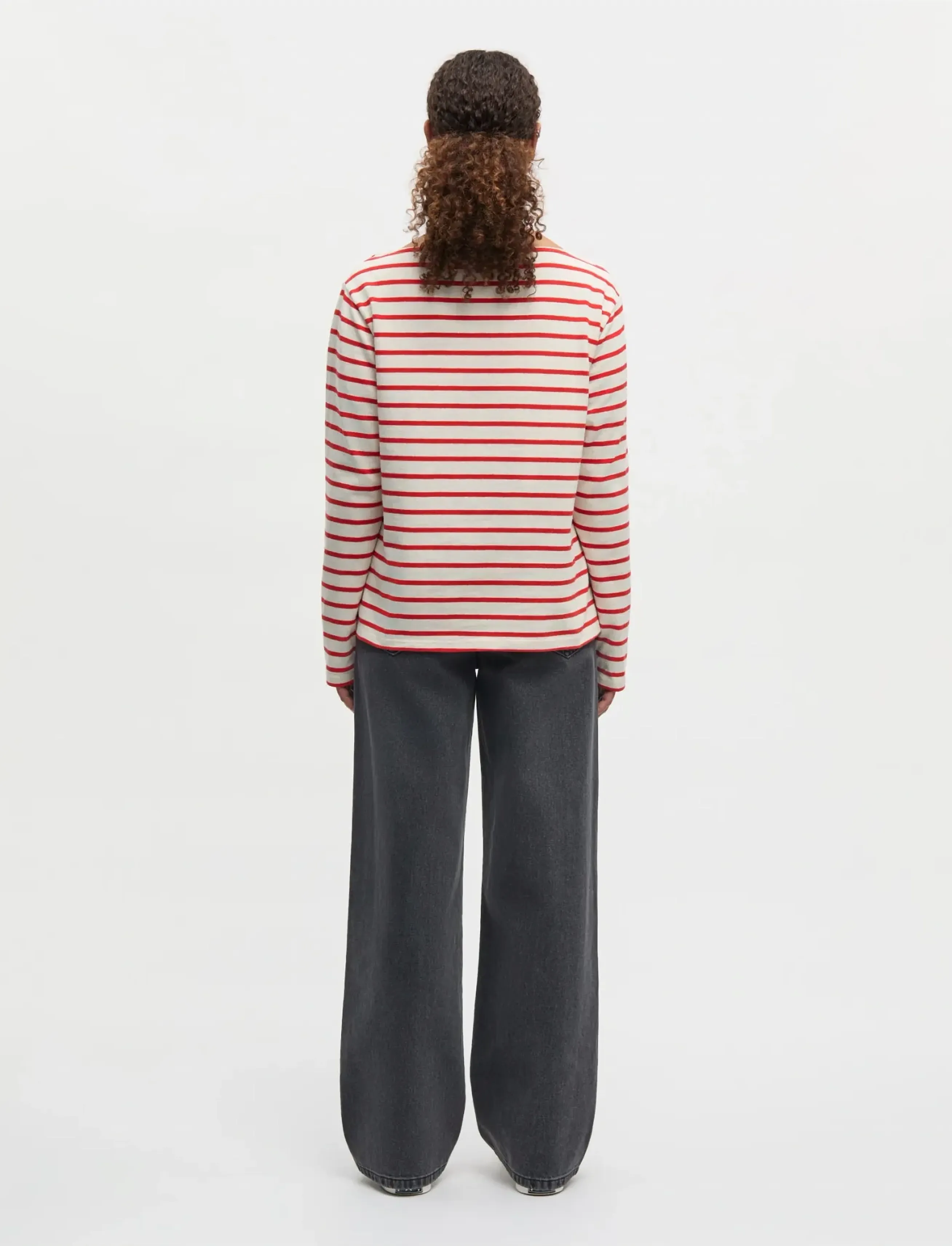 Mads Nørgaard - Pablo Gabi Tee LS - long-sleeved tops - vanilla ice/fiery red - 2
