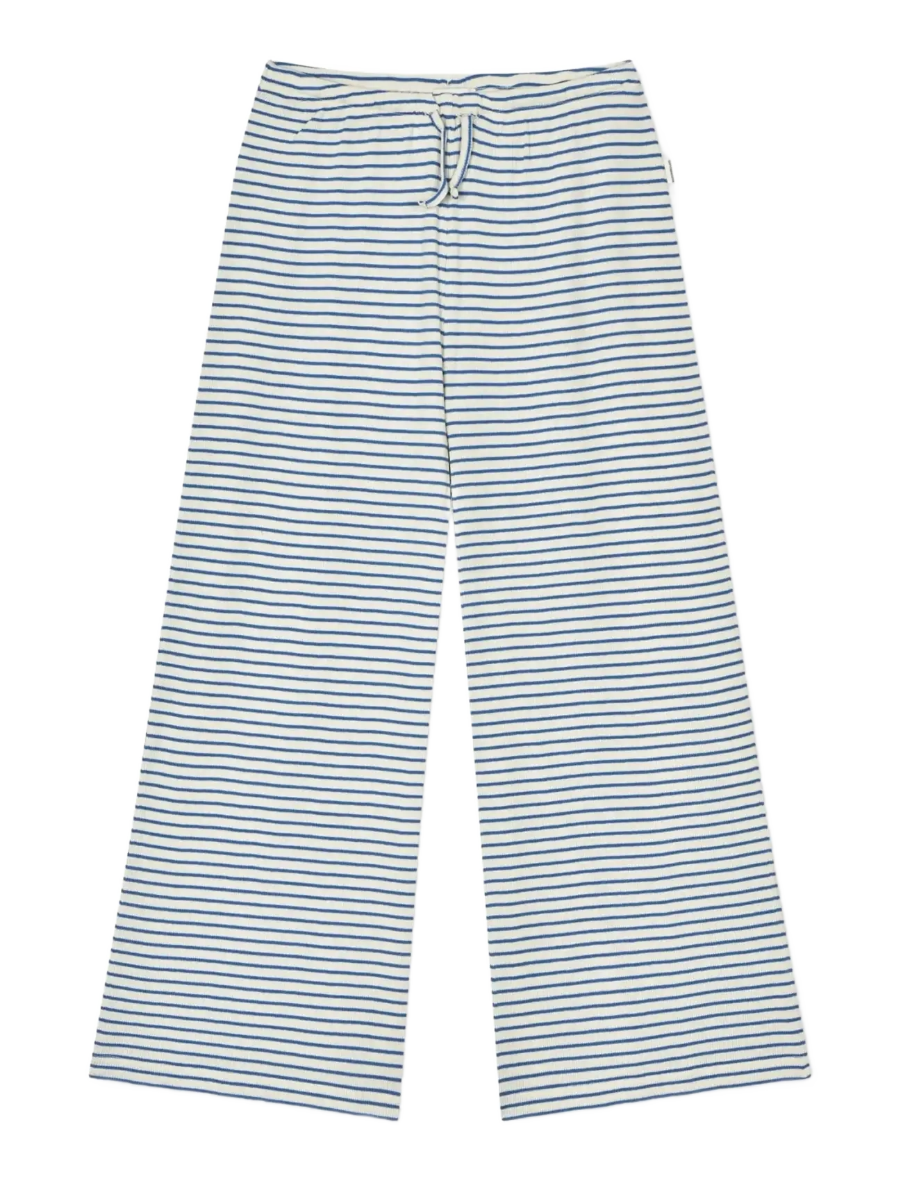 Mads Nørgaard 2x2 Cotton Stripe Verona Pants - Mads Nørgaard - VANILLA ICE/BRIGHT COBALT / blue
