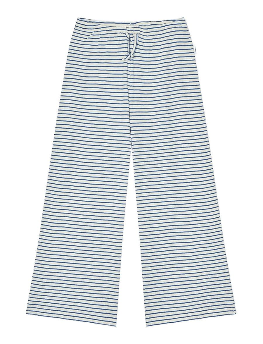Mads Nørgaard - 2x2 Cotton Stripe Verona Pants - byxor - vanilla ice/bright cobalt - 1