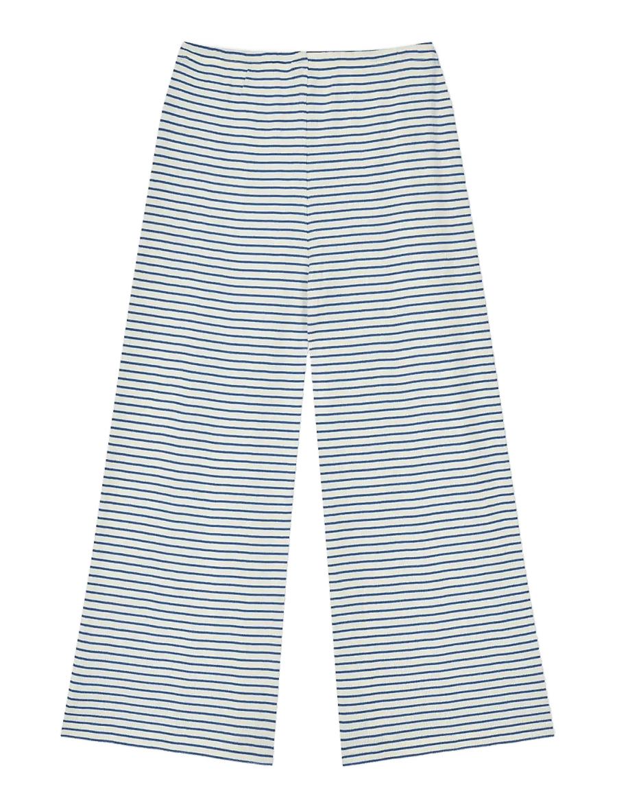 Mads Nørgaard - 2x2 Cotton Stripe Verona Pants - byxor - vanilla ice/bright cobalt - 2