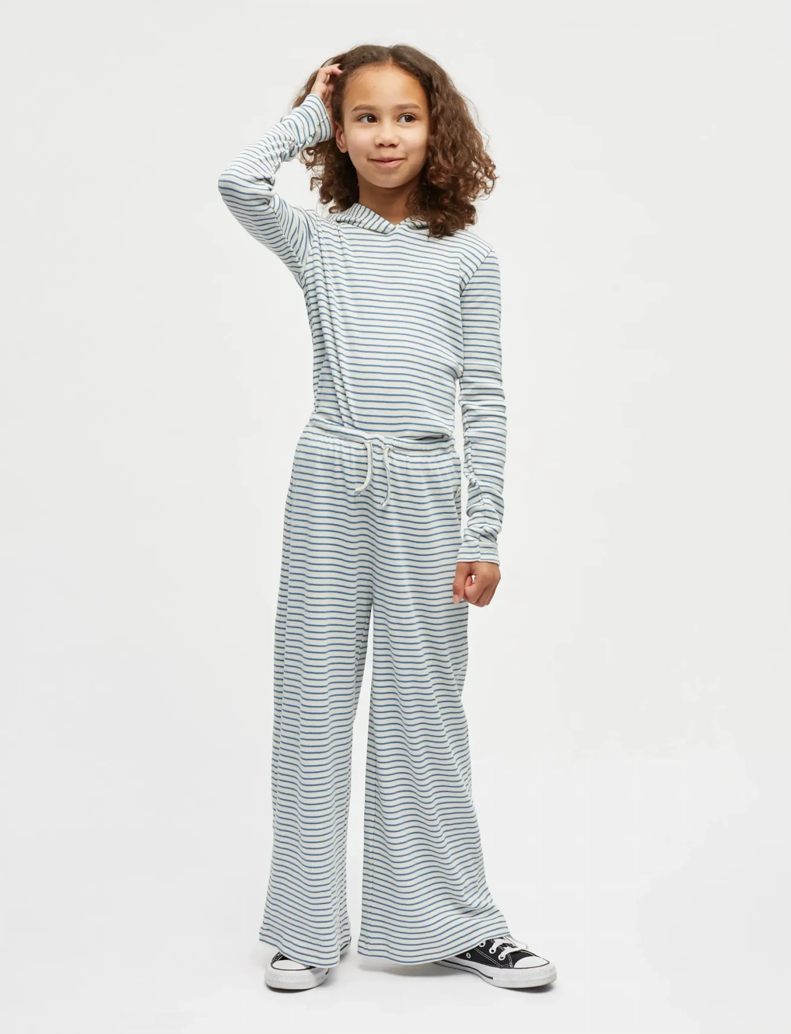Mads Nørgaard 2X2 Cotton Stripe Verona Pants, 152, Blue, Underdele > Bukser, Børn