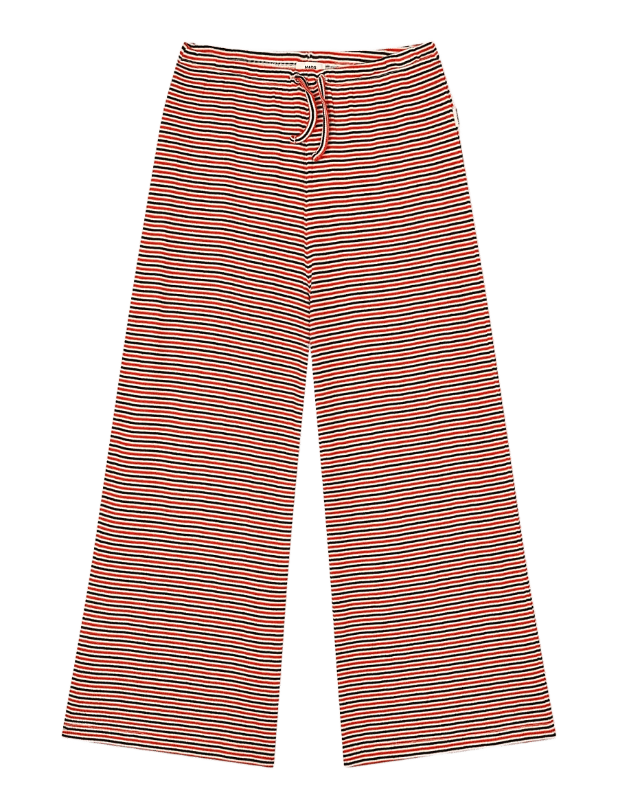 Mads Nørgaard - 2x2 Cotton Stripe Verona Pants - byxor - fiery red/vanilla ice - 1