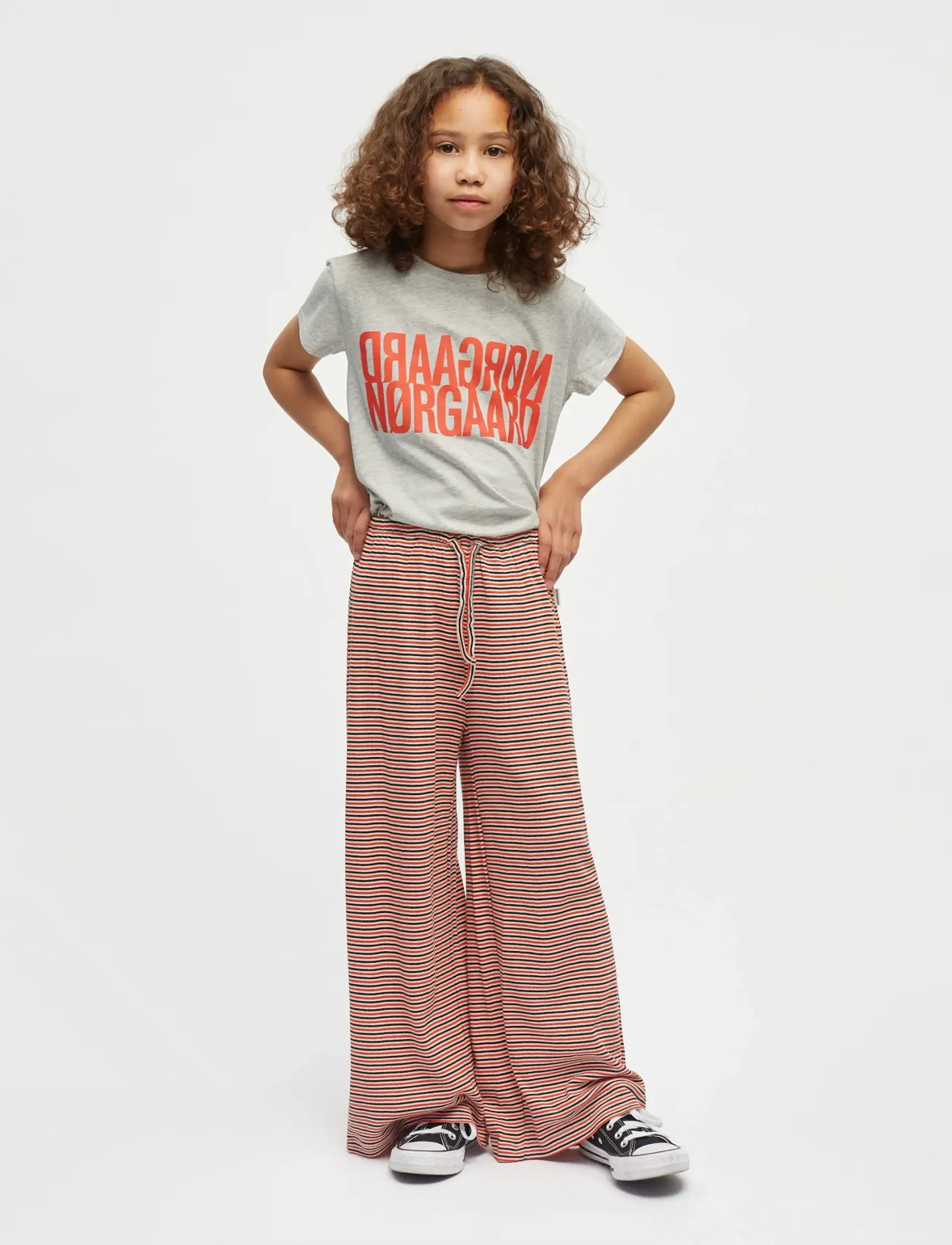 Mads Nørgaard 2X2 Cotton Stripe Verona Pants, 164, Red, Underdele > Bukser, Børn