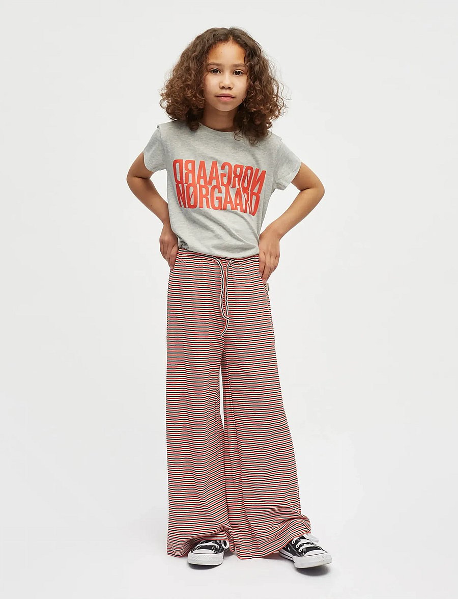 Mads Nørgaard - 2x2 Cotton Stripe Verona Pants - byxor - fiery red/vanilla ice - 0
