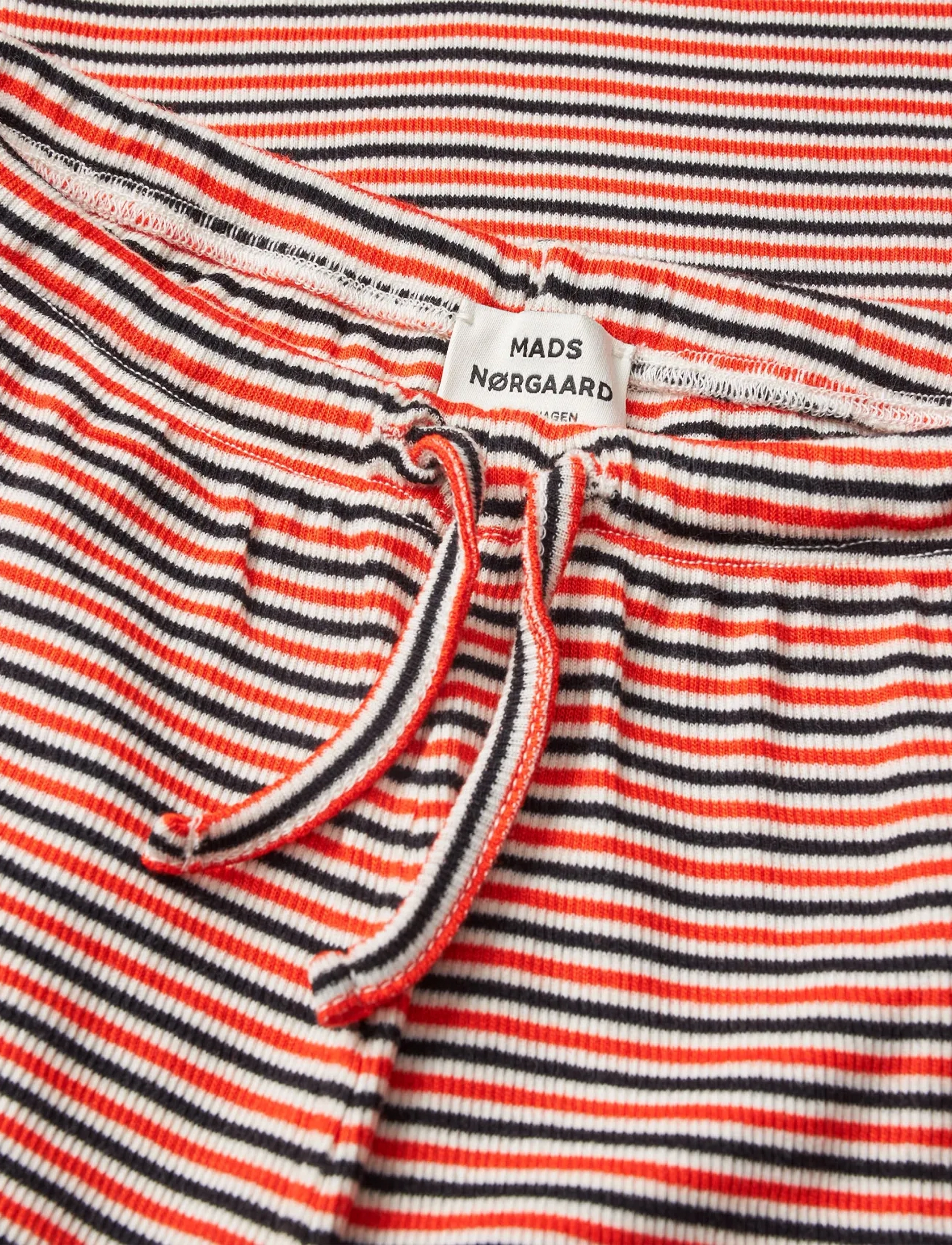 Mads Nørgaard - 2x2 Cotton Stripe Verona Pants - bukser - fiery red/vanilla ice - 4