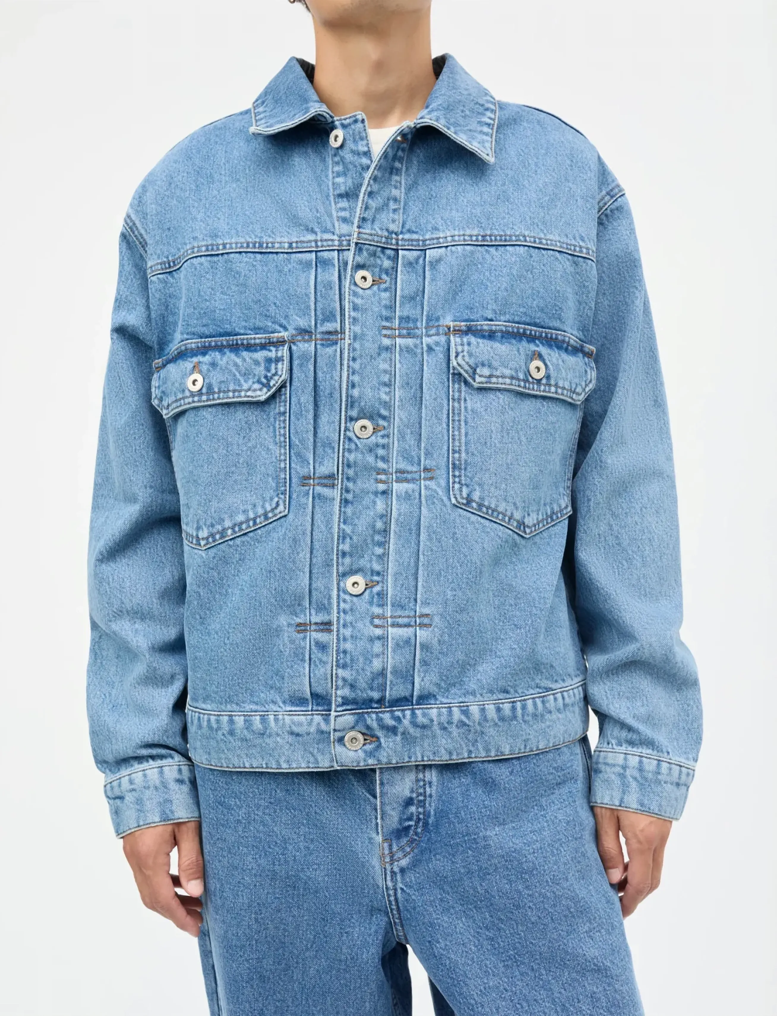 Mads Nørgaard - Arizona Denim Trucker Jacket - vestes en jean non doublées - mid blue stone wash - 3