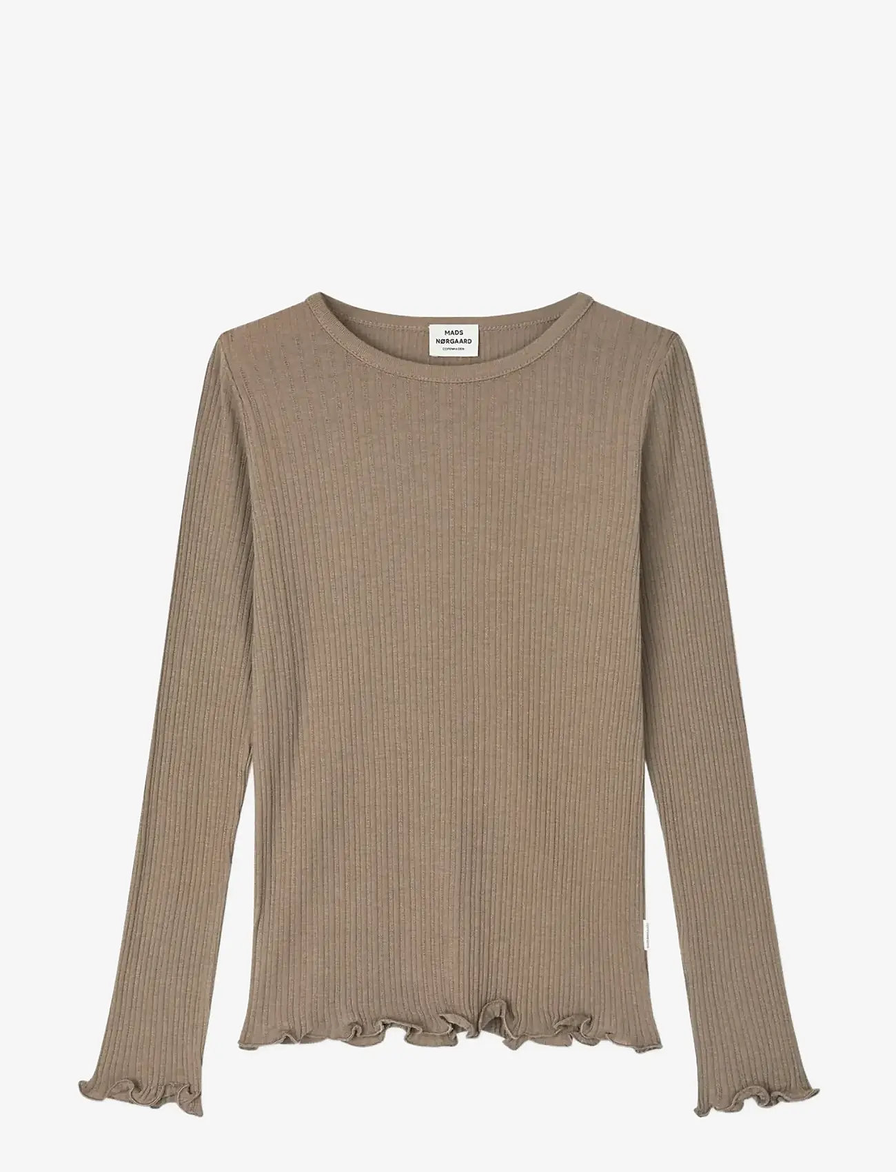 Mads Nørgaard - Pointella Trudy Tee LS - langærmede t-shirts - walnut - 0