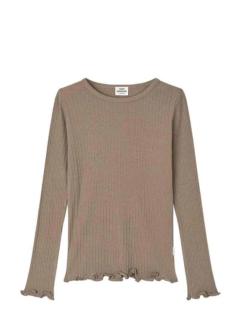 Mads Nørgaard - Pointella Trudy Tee LS - langærmede t-shirts - walnut - 0