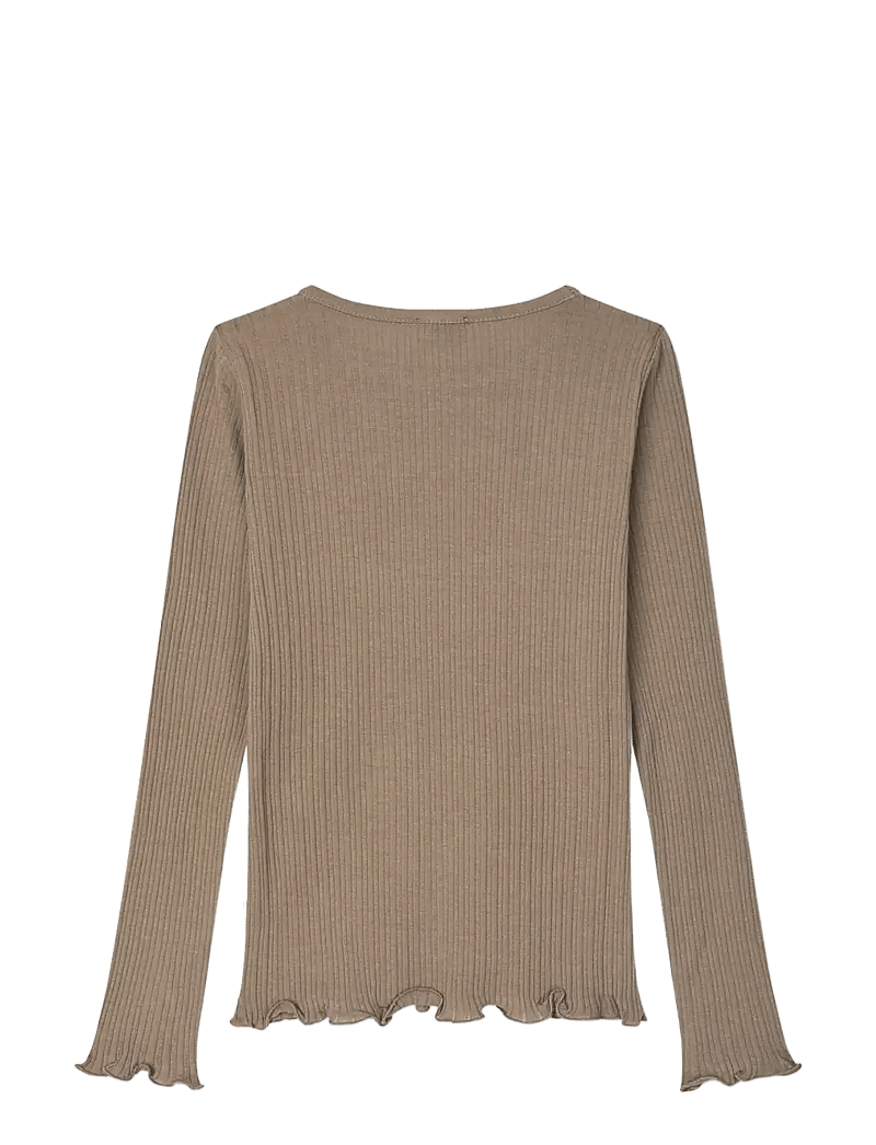 Mads Nørgaard - Pointella Trudy Tee LS - langærmede t-shirts - walnut - 1