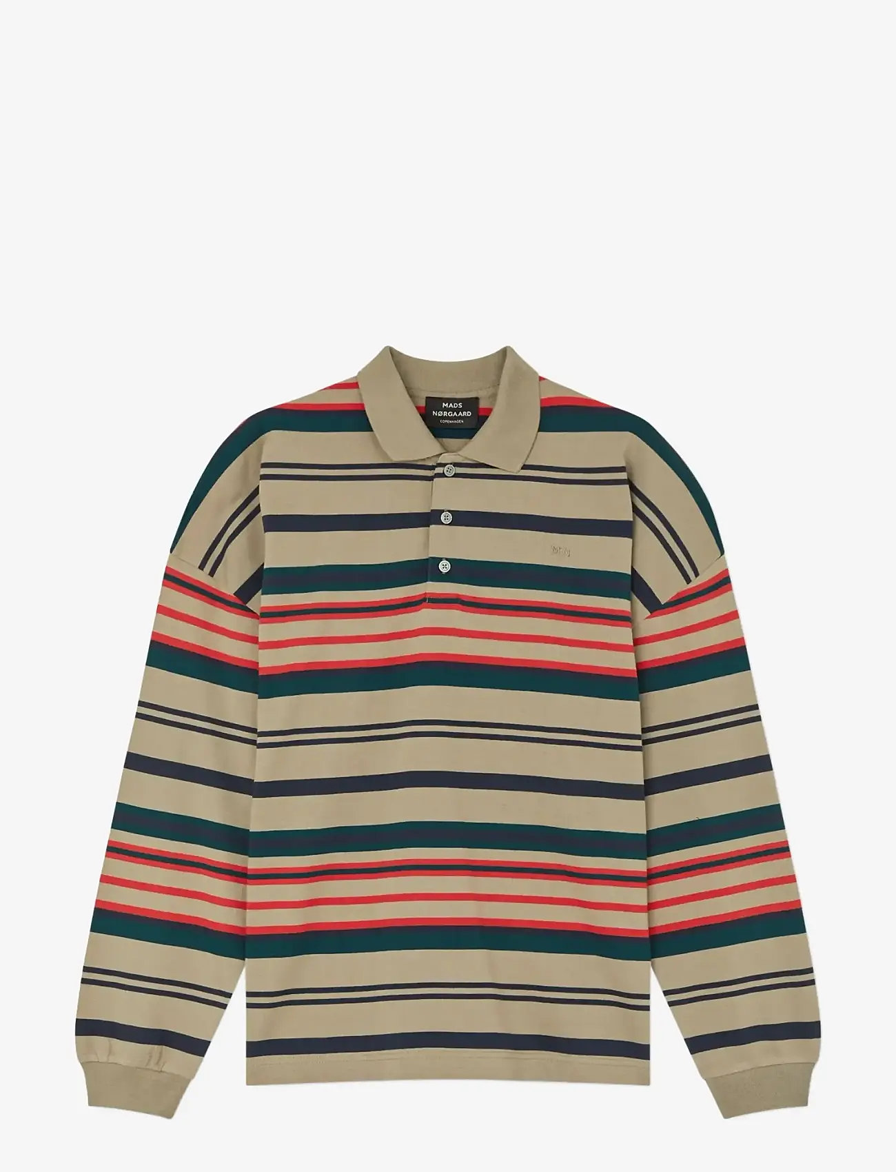 Mads Nørgaard - Light Terry Polo ST Sweat - long-sleeved polos - overland trek multi st. - 1