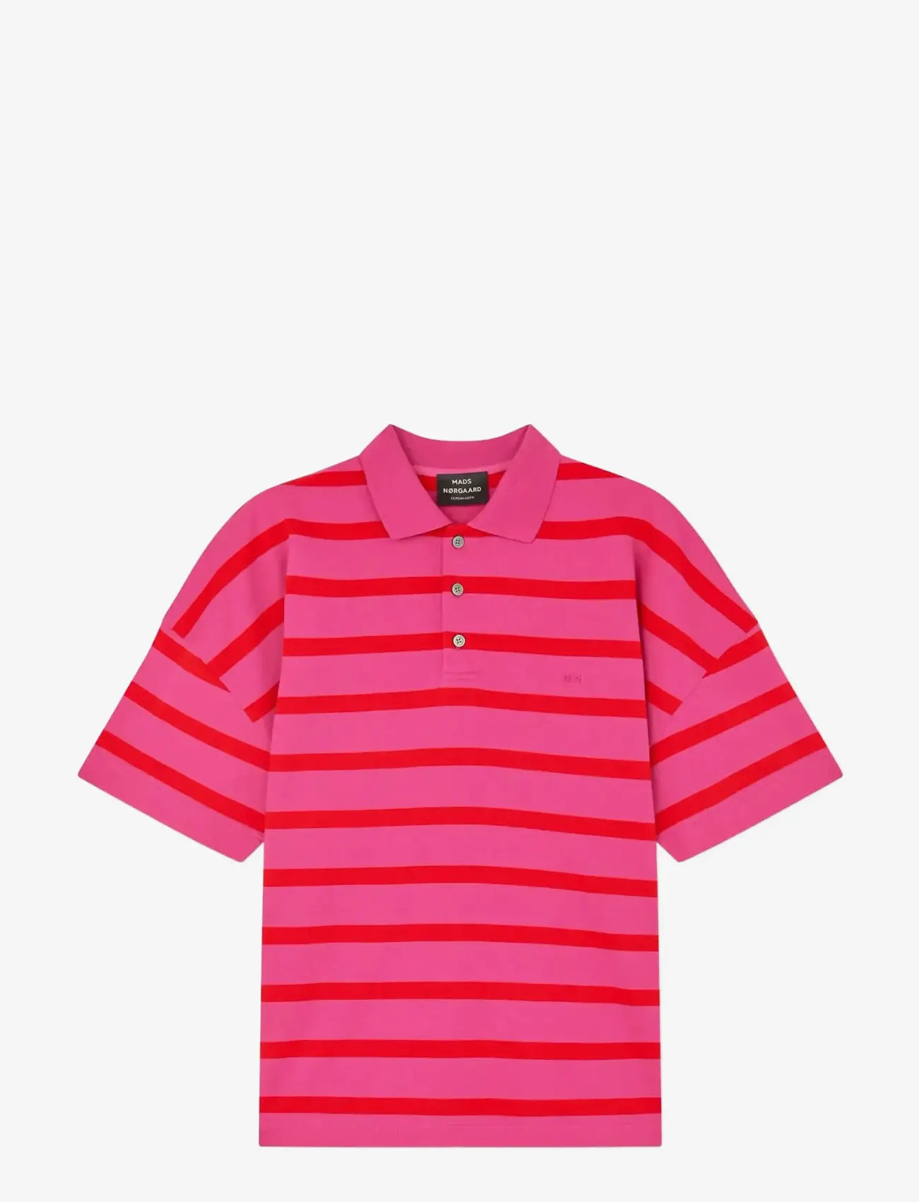 Mads Nørgaard - Light Terry Polo ST Tee - lühikeste varrukatega polod - raspberry rose/fiery red st. - 1