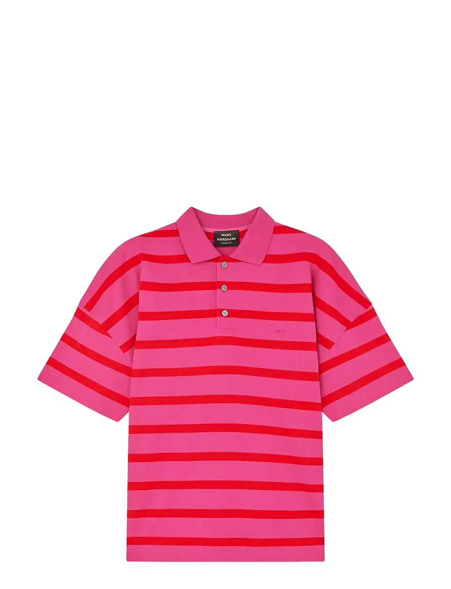 Mads Nørgaard - Light Terry Polo ST Tee - kortærmede poloer - raspberry rose/fiery red st. - 1