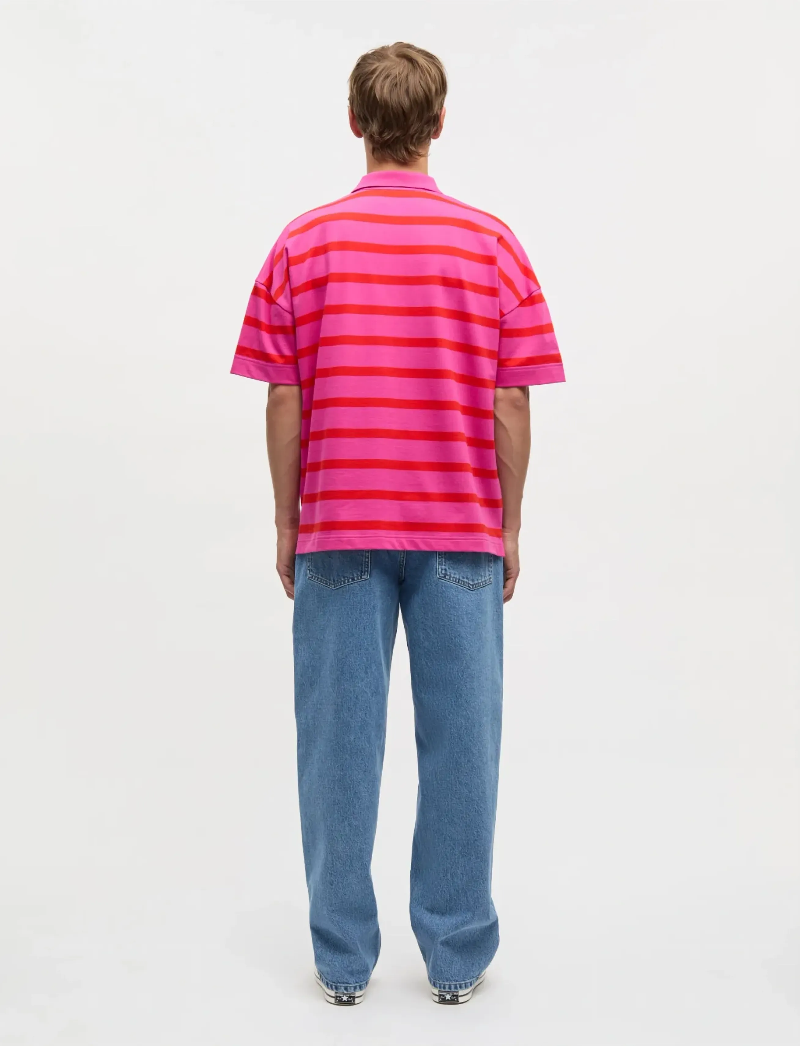 Mads Nørgaard - Light Terry Polo ST Tee - short-sleeved polos - raspberry rose/fiery red st. - 2