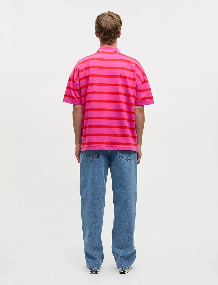 Mads Nørgaard - Light Terry Polo ST Tee - kortærmede poloer - raspberry rose/fiery red st. - 2