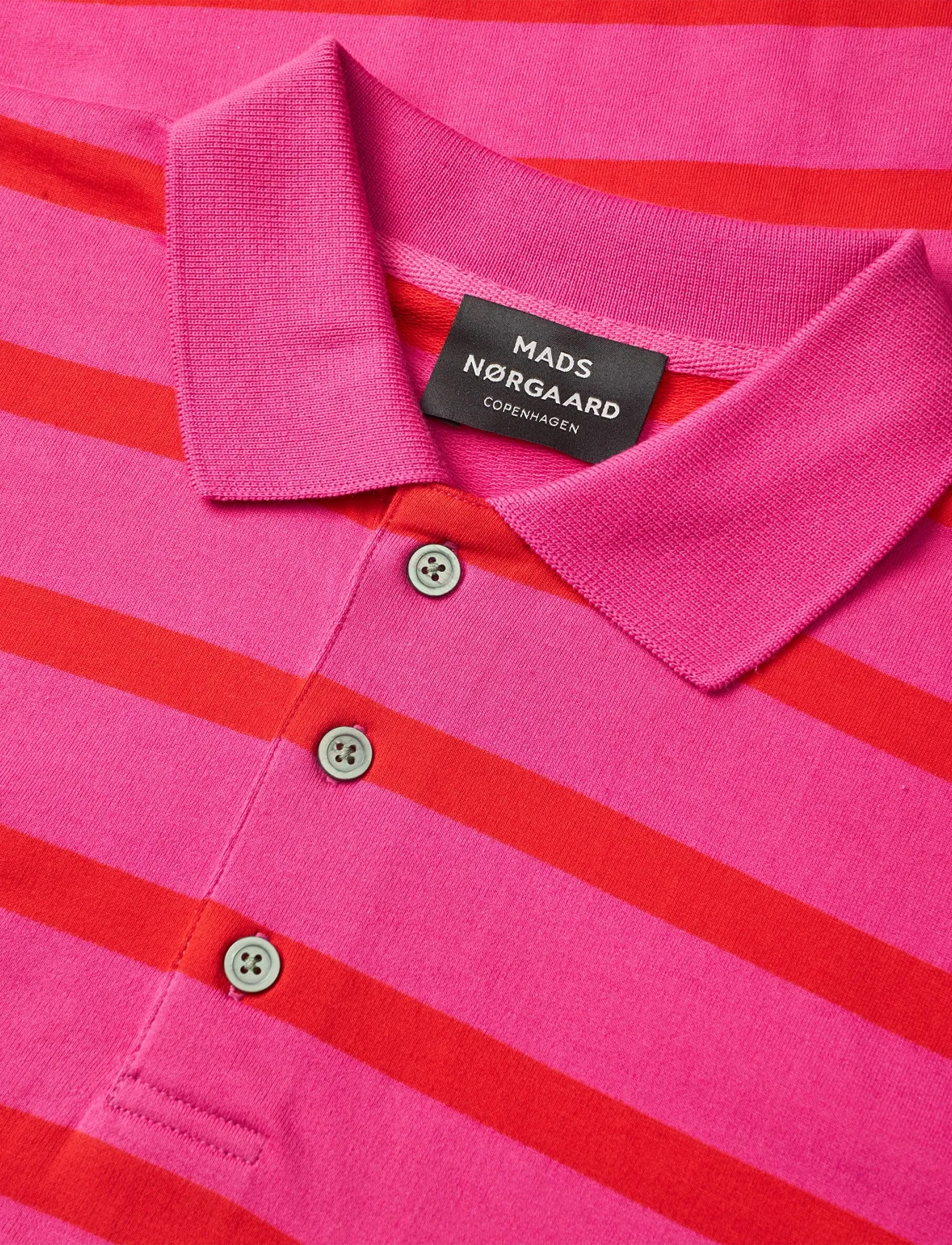 Mads Nørgaard - Light Terry Polo ST Tee - short-sleeved polos - raspberry rose/fiery red st. - 3