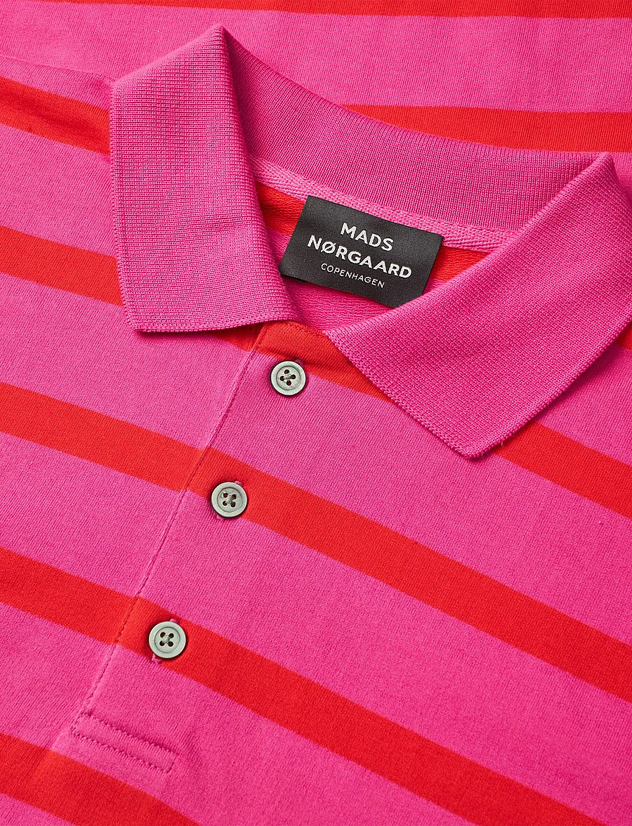 Mads Nørgaard - Light Terry Polo ST Tee - kortærmede poloer - raspberry rose/fiery red st. - 3