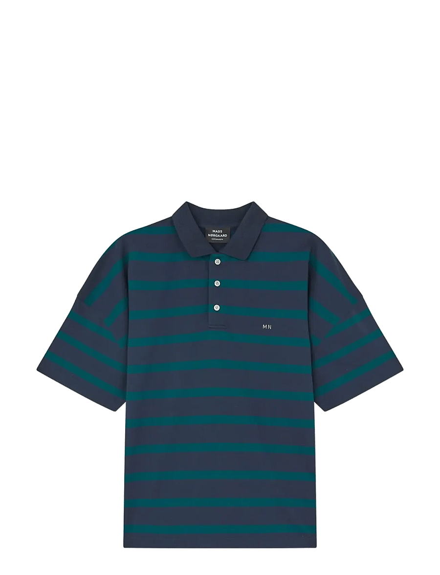 Mads Nørgaard - Light Terry Polo ST Tee - kurzärmelig - sky captain/deep sea st. - 1
