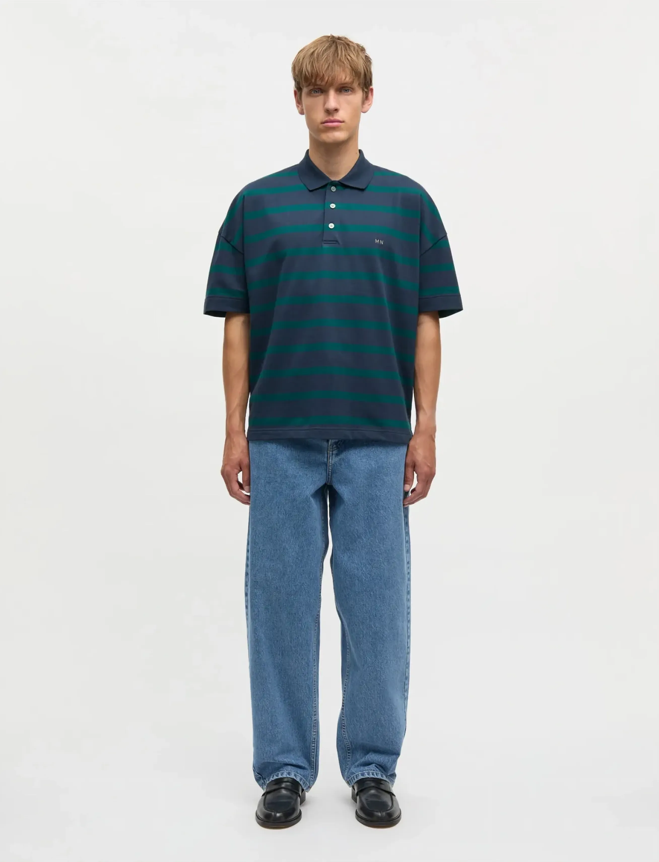 Mads Nørgaard Light Terry Polo ST Tee - Deals - SKY CAPTAIN/DEEP SEA ST. / navy