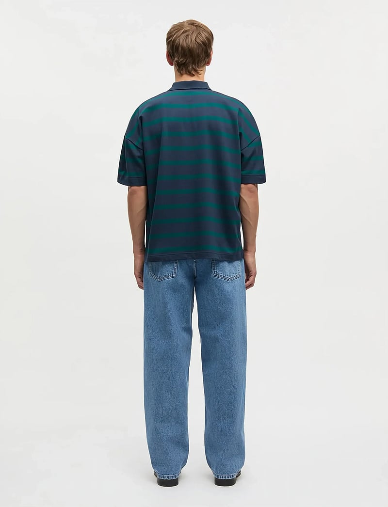 Mads Nørgaard - Light Terry Polo ST Tee - short-sleeved polos - sky captain/deep sea st. - 2