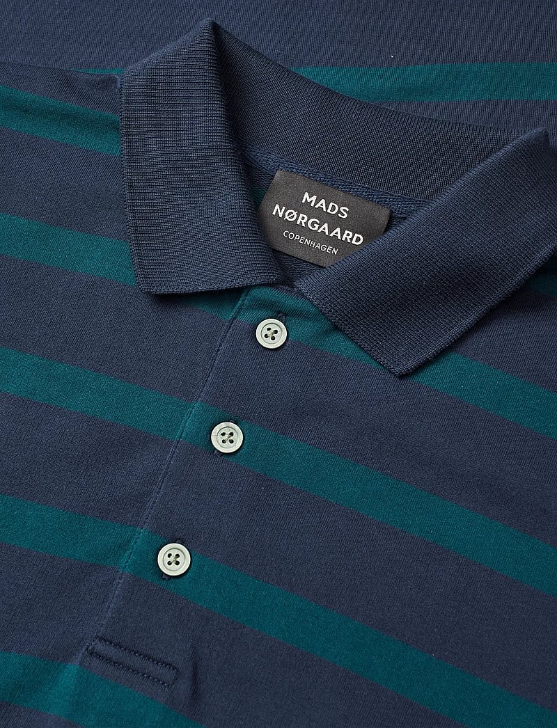 Mads Nørgaard - Light Terry Polo ST Tee - short-sleeved polos - sky captain/deep sea st. - 3