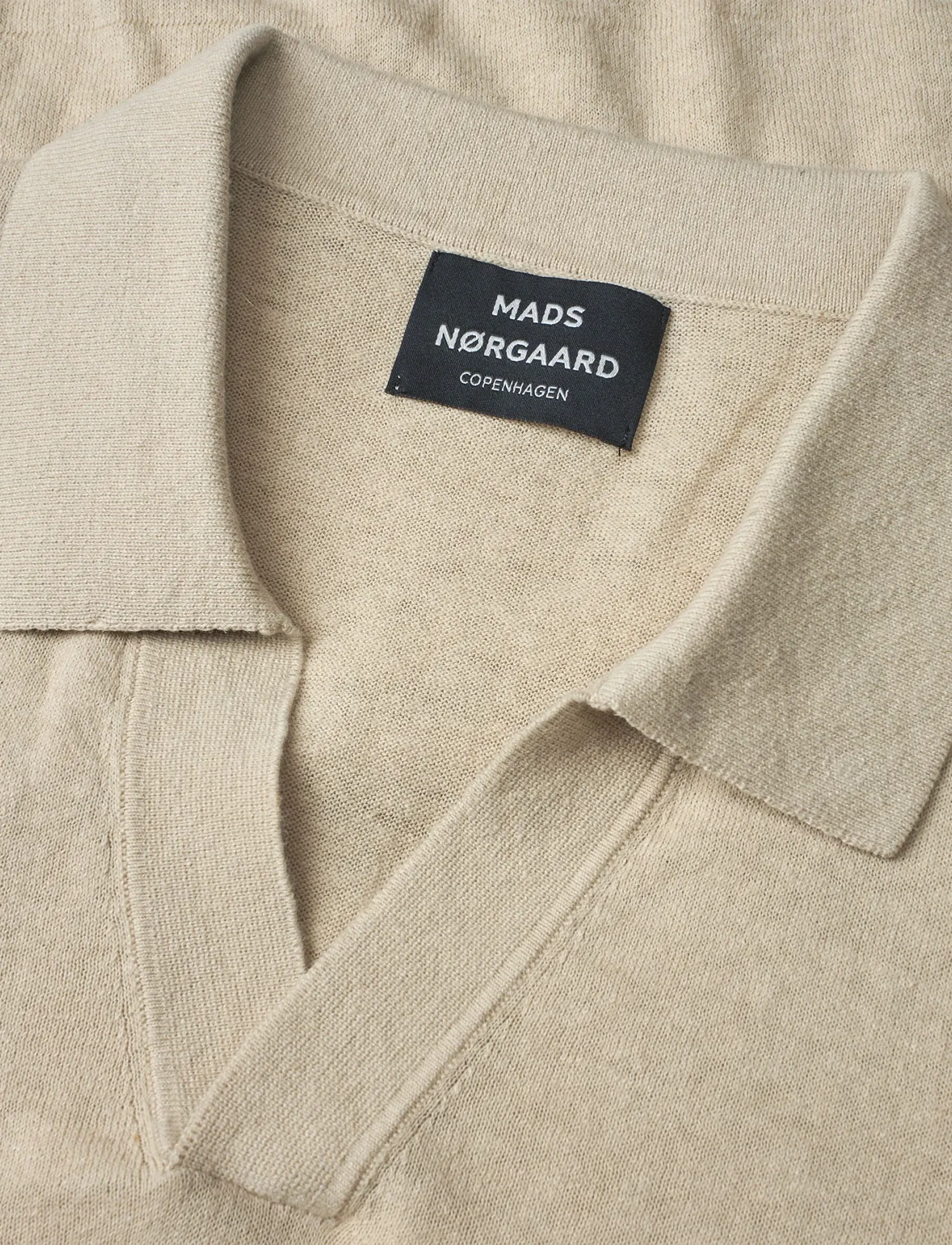 Mads Nørgaard - Cotton Lino Theo Polo Knit - kortærmede poloer - castle wall - 1