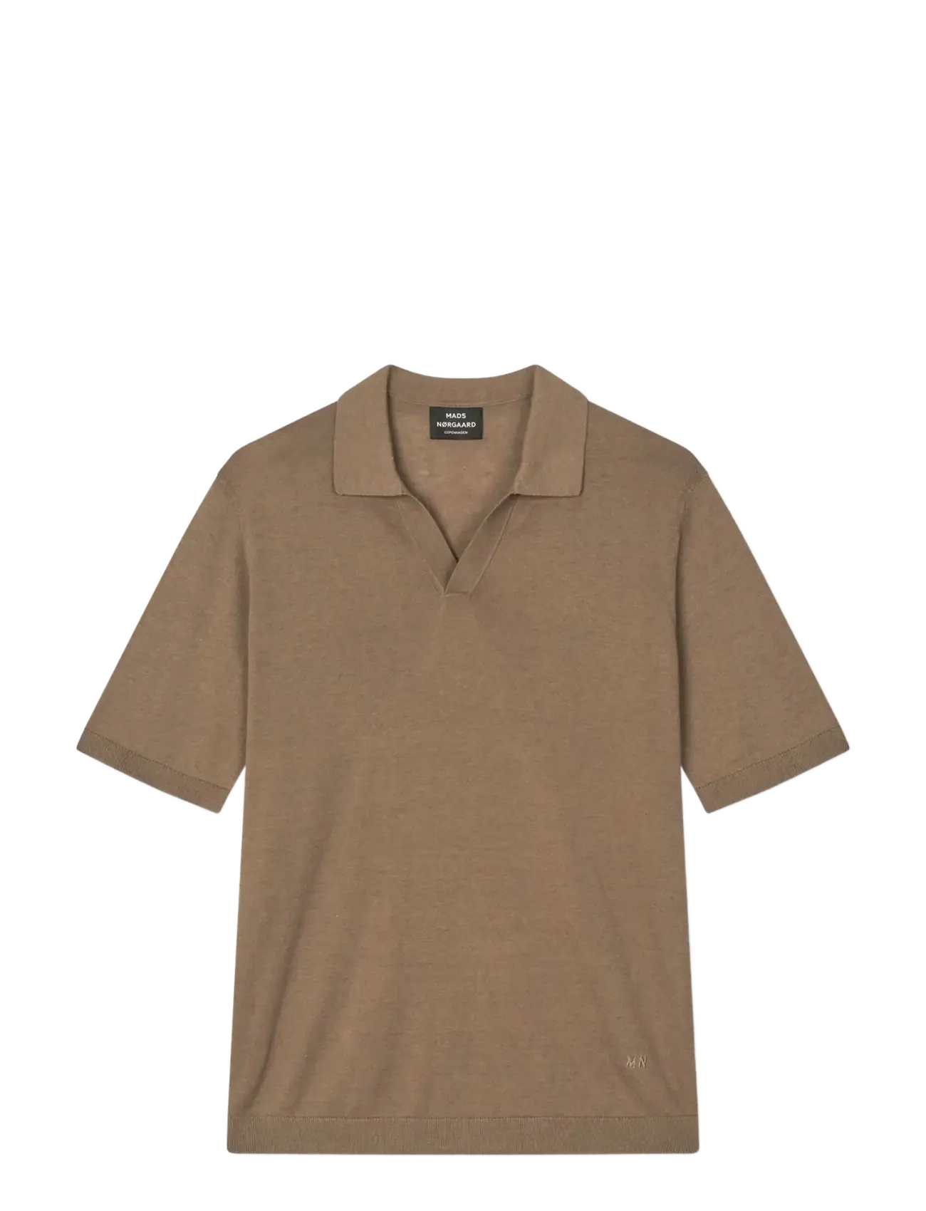 Mads Nørgaard Cotton Lino Theo Polo Knit - Kurzärmelig - WALNUT / brown