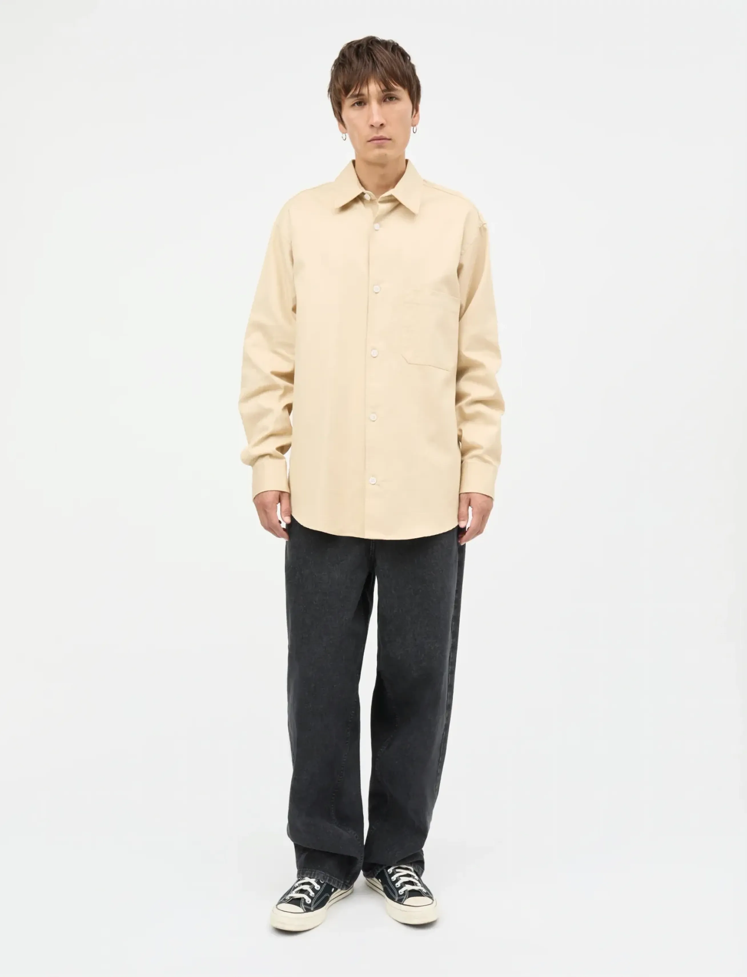 Mads Nørgaard Cotton Twill Storm Shirt, L, Shirts, Beige - Casual Männerswear