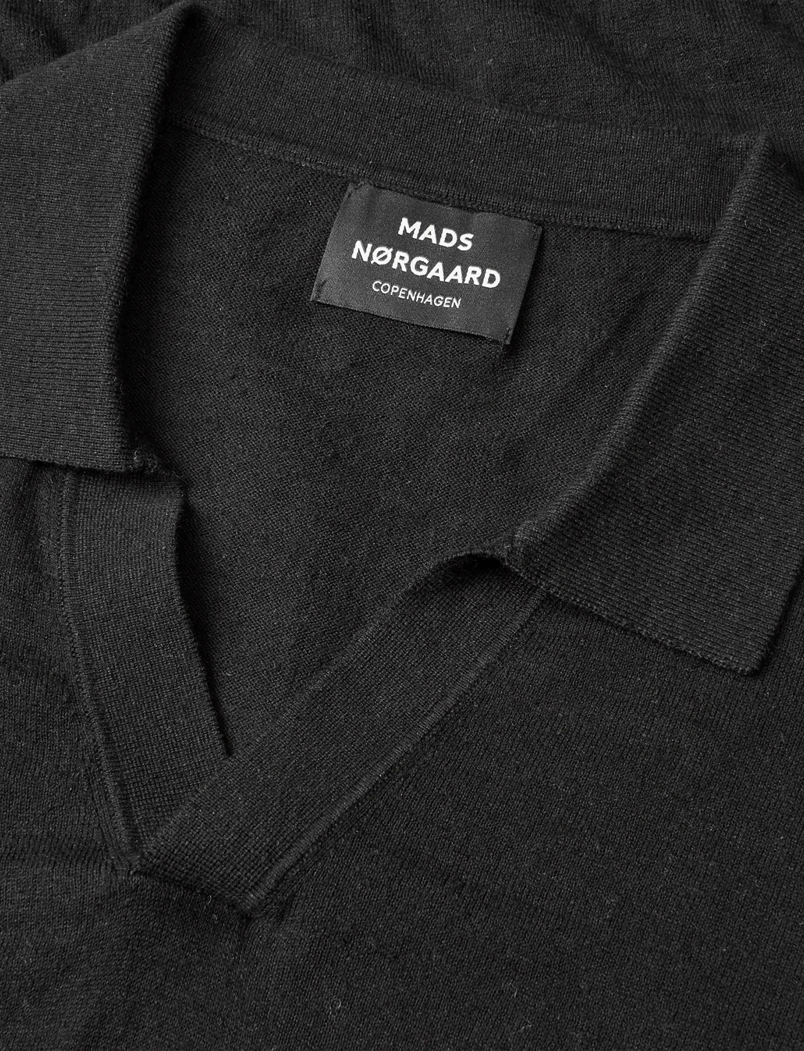 Mads Nørgaard - Cotton Lino Theo Polo LS Knit - langærmede poloer - black - 3