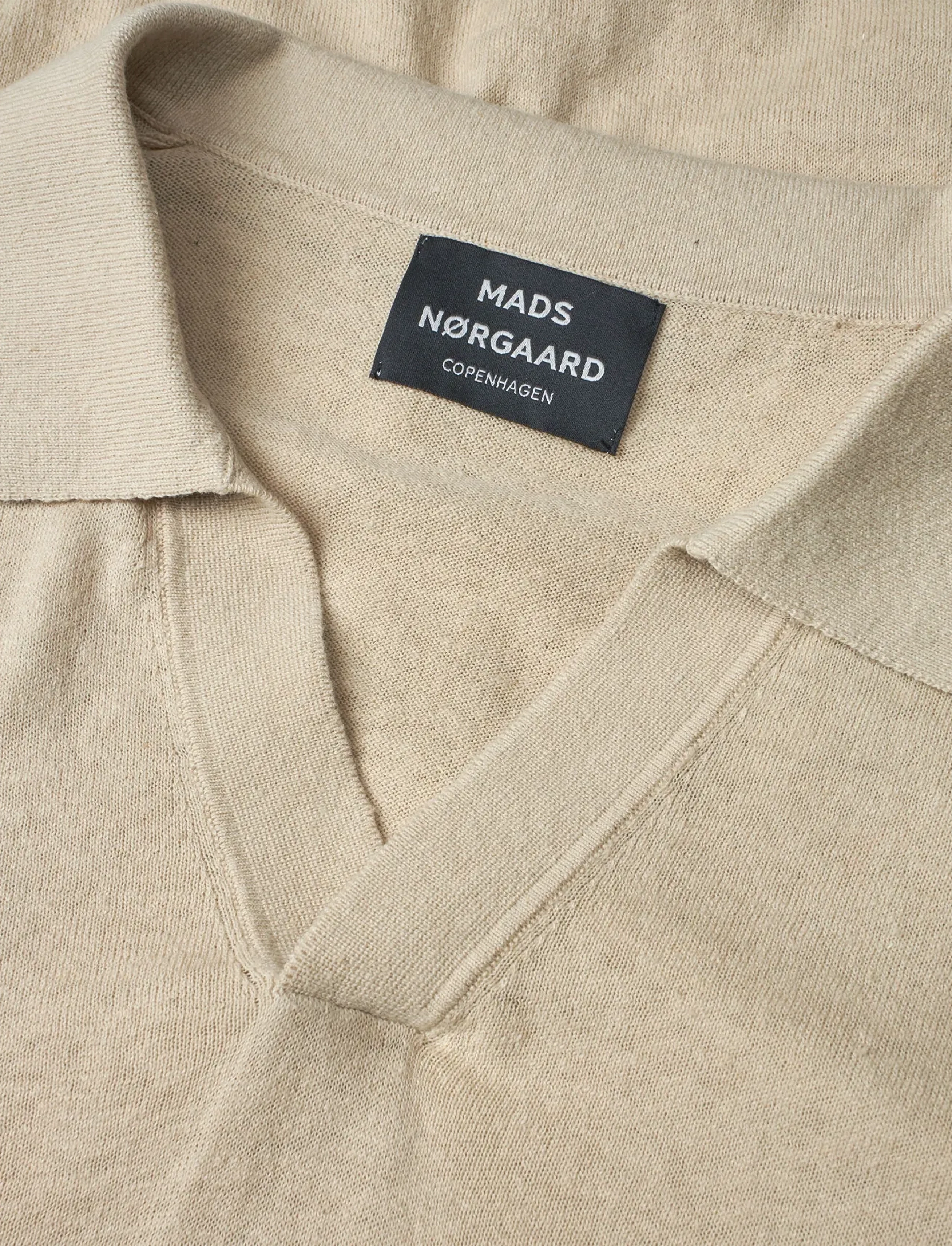 Mads Nørgaard - Cotton Lino Theo Polo LS Knit - long-sleeved polos - castle wall - 1