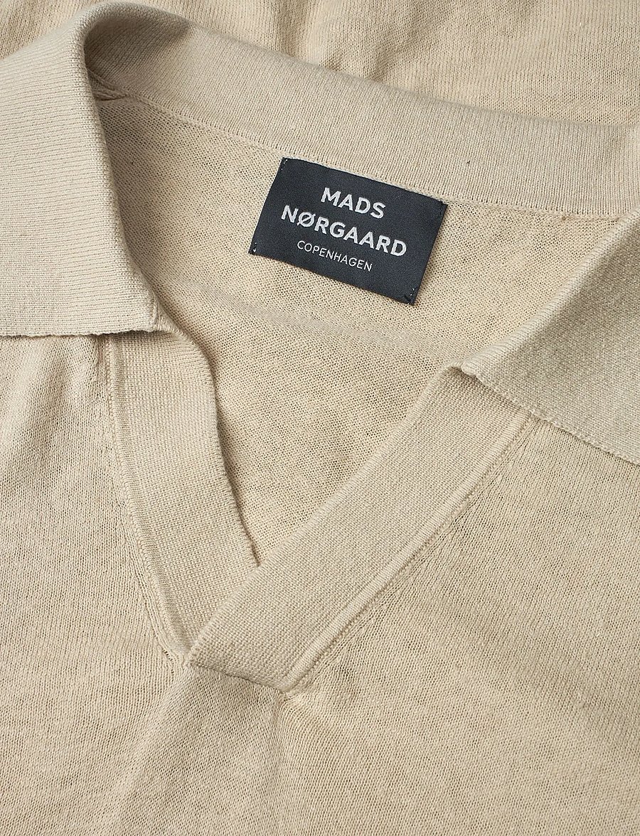 Mads Nørgaard - Cotton Lino Theo Polo LS Knit - langärmelig - castle wall - 1