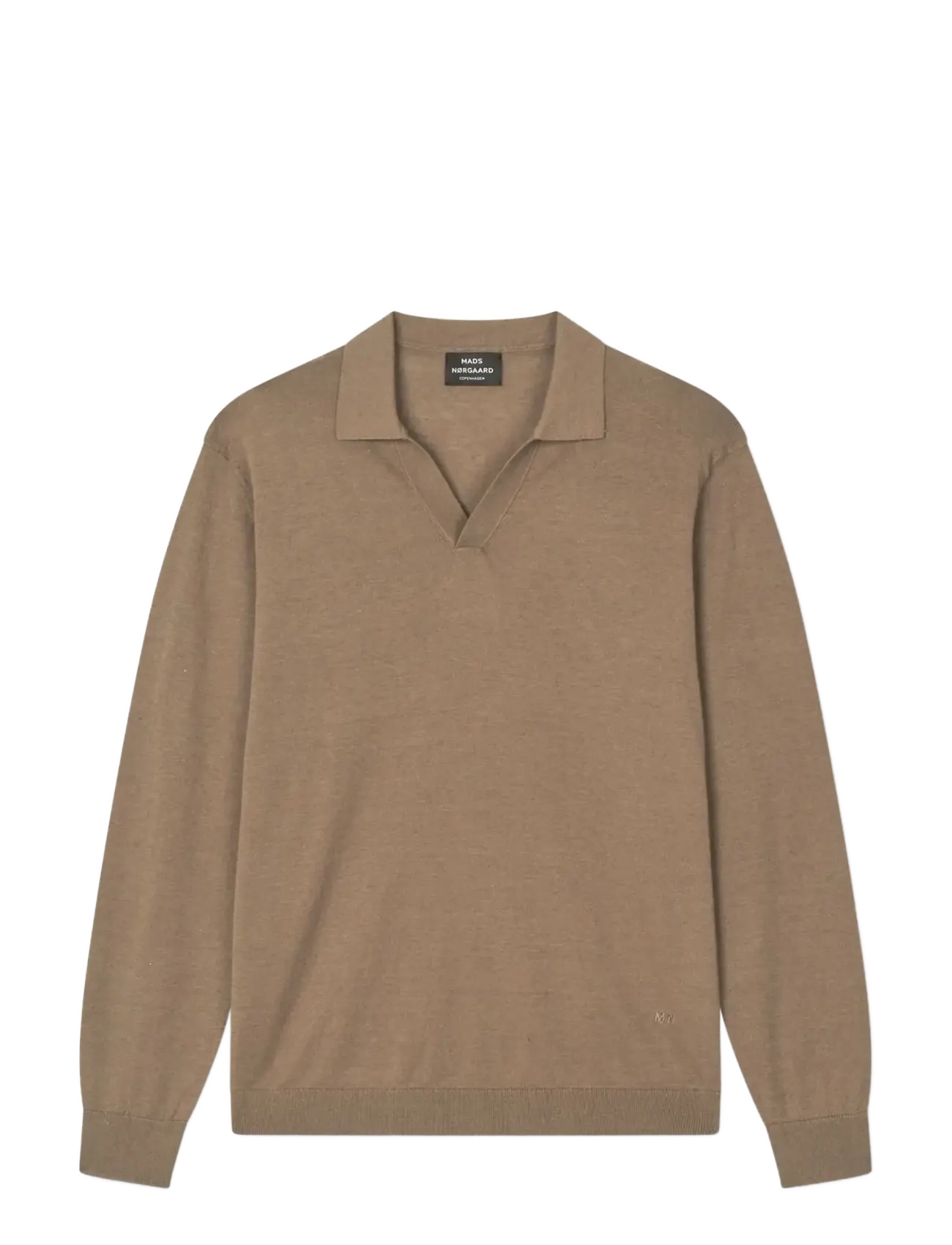 Mads Nørgaard Cotton Lino Theo Polo LS Knit - Pikéer - WALNUT / brown