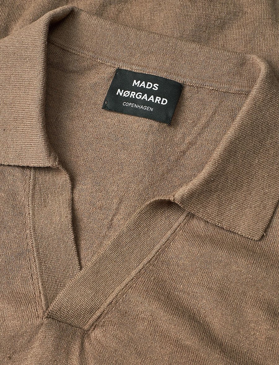 Mads Nørgaard - Cotton Lino Theo Polo LS Knit - langärmelig - walnut - 1