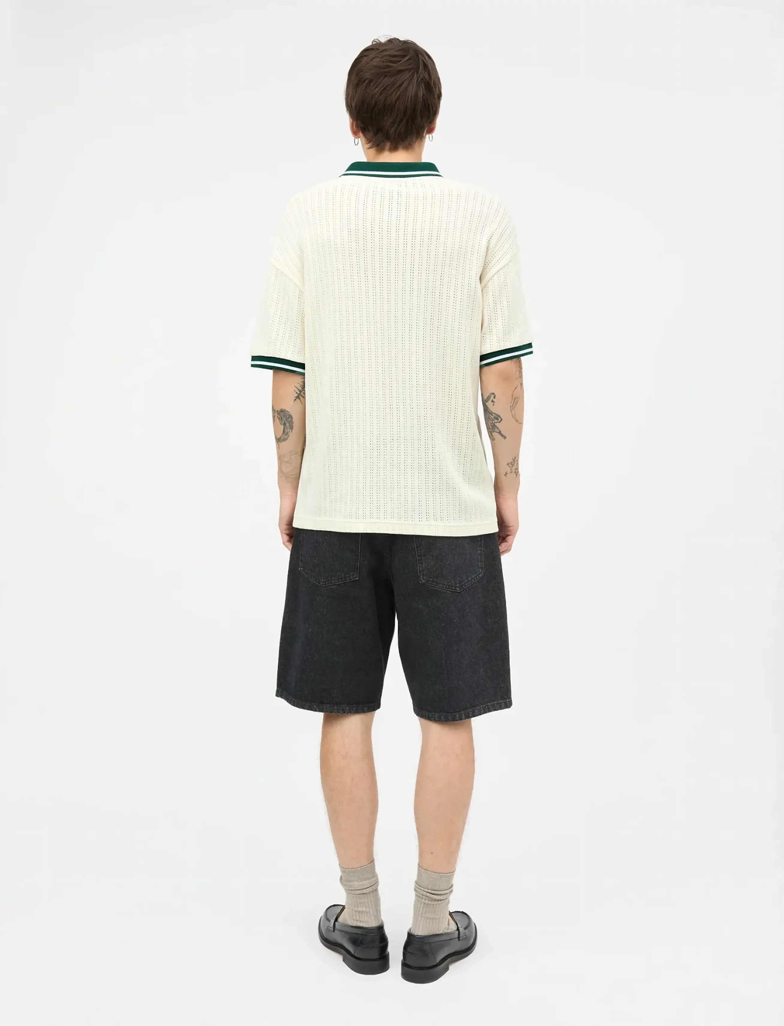 Mads Nørgaard - Arizona Black Denim Coen Shorts - jorts - black grey stone wash - 2