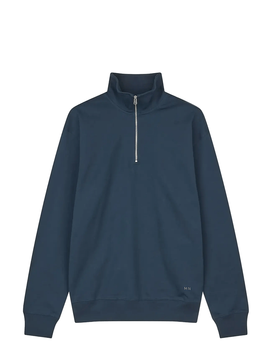 Mads Nørgaard - Light Terry Hans Half zip Sweat - pullover mit halbem reißverschluss - sky captain - 1