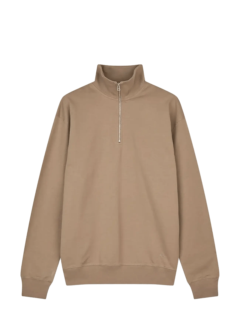 Mads Nørgaard - Light Terry Hans Half zip Sweat - pullover mit halbem reißverschluss - walnut - 0