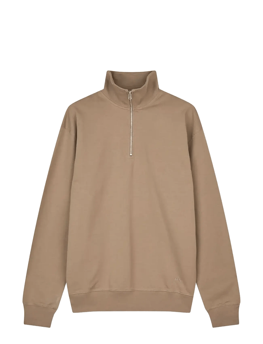 Mads Nørgaard - Light Terry Hans Half zip Sweat - pullover mit halbem reißverschluss - walnut - 0