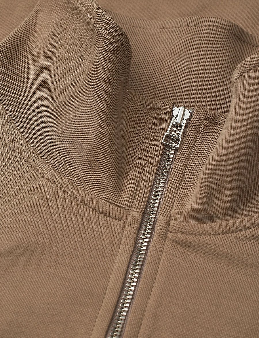 Mads Nørgaard - Light Terry Hans Half zip Sweat - pullover mit halbem reißverschluss - walnut - 1