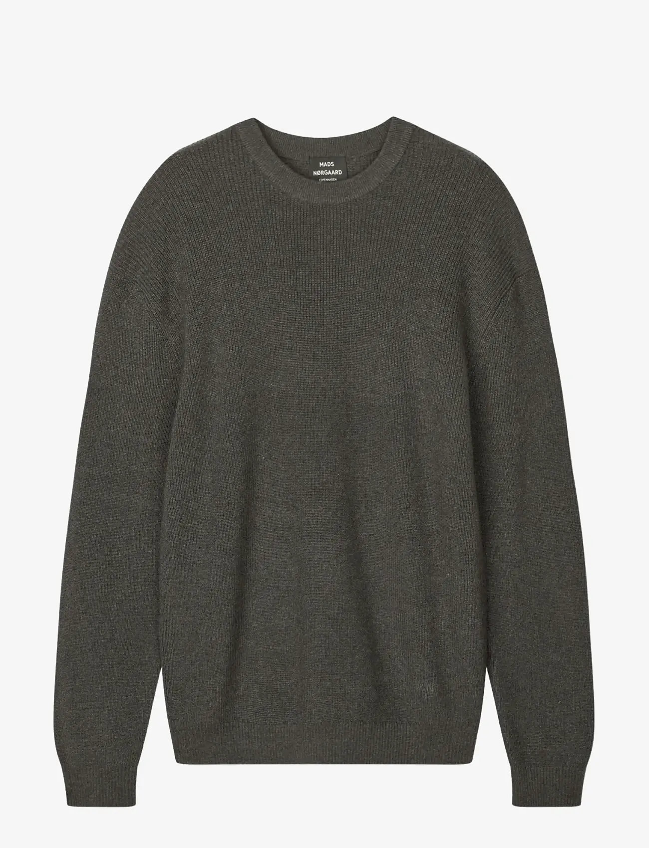 Mads Nørgaard - Super Cotton Valdemar Knit - megztiniai su apvalia apykakle - charcoal melange - 0