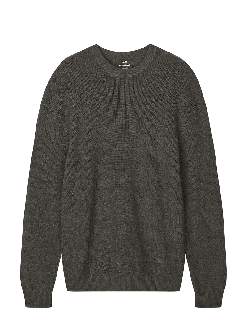 Mads Nørgaard - Super Cotton Valdemar Knit - megztiniai su apvalia apykakle - charcoal melange - 0