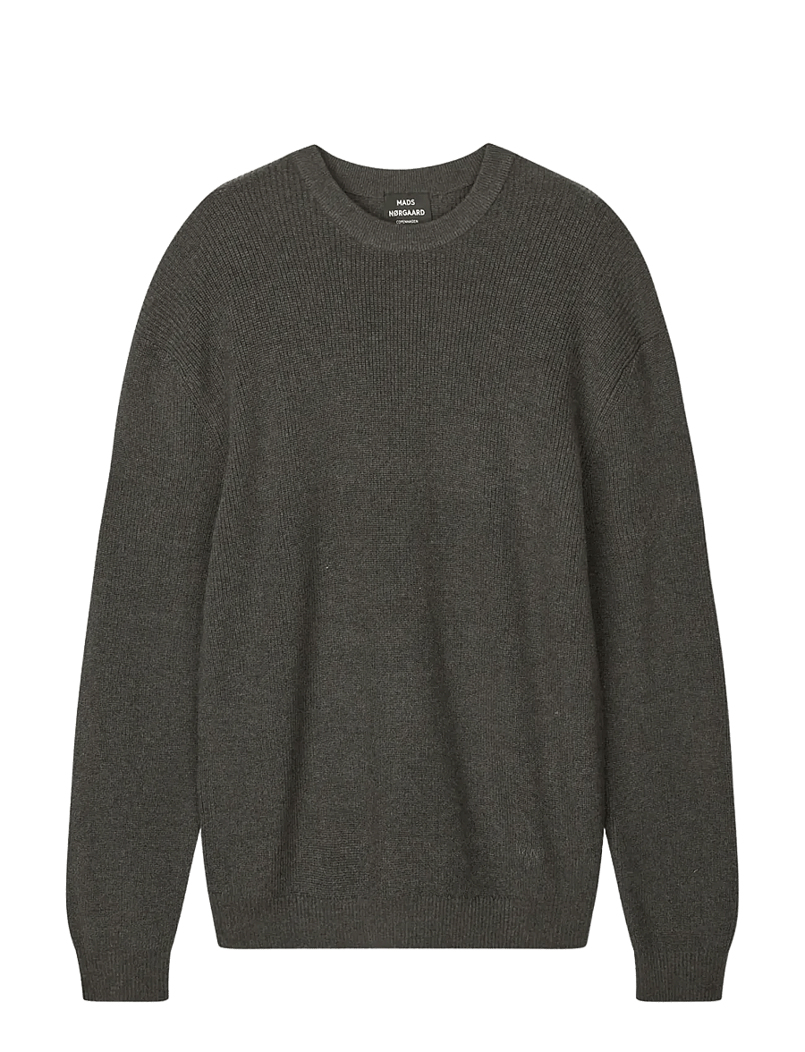 Mads Nørgaard - Super Cotton Valdemar Knit - rundhals - charcoal melange - 0