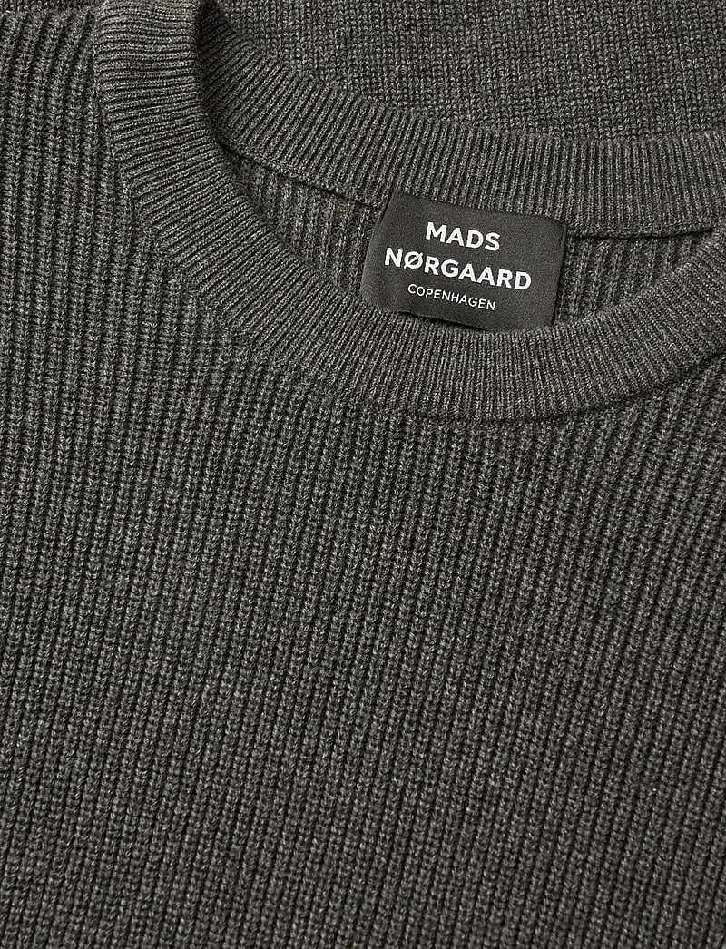 Mads Nørgaard - Super Cotton Valdemar Knit - megztiniai su apvalia apykakle - charcoal melange - 1