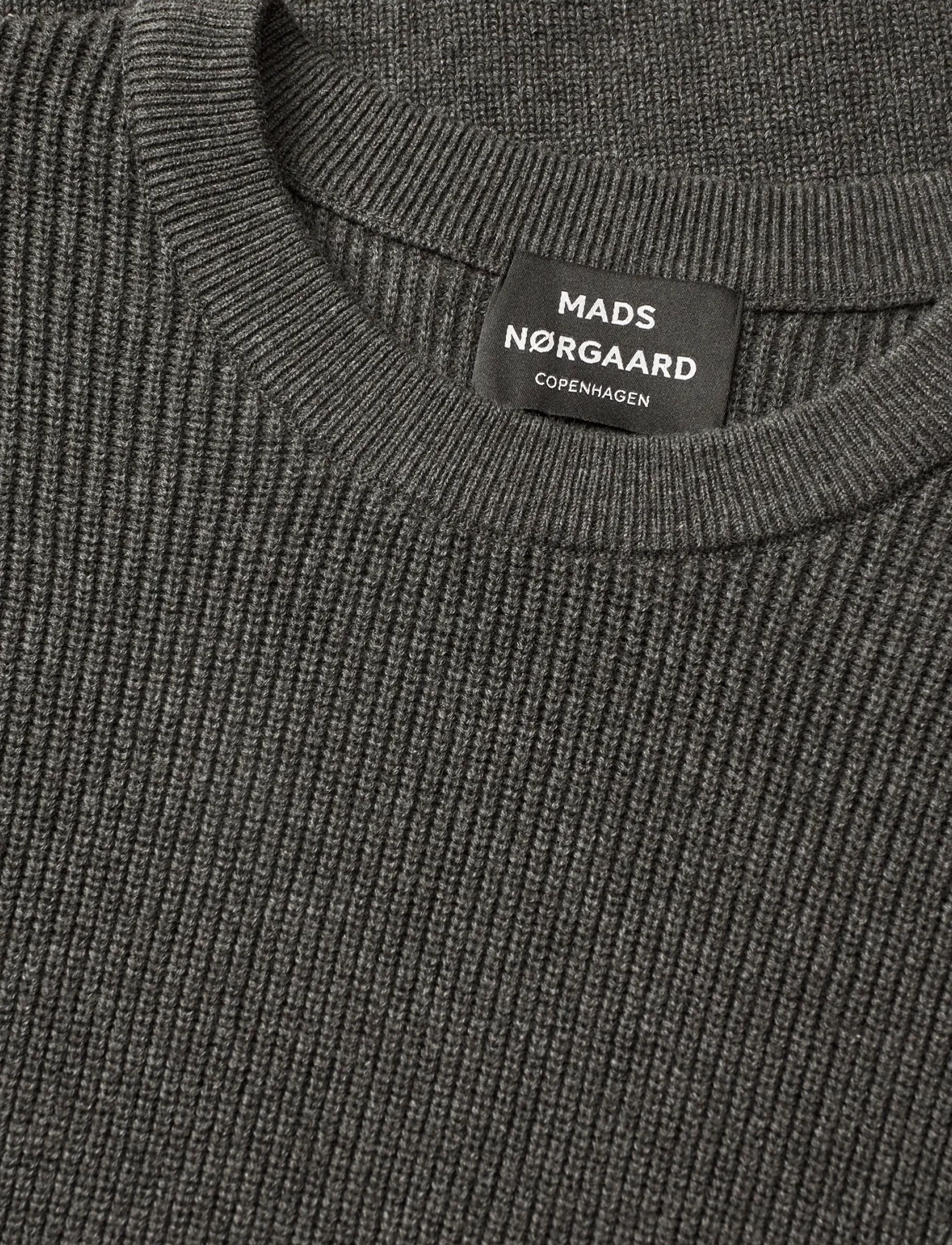 Mads Nørgaard - Super Cotton Valdemar Knit - ronde hals - charcoal melange - 1