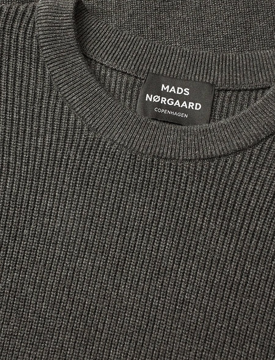 Mads Nørgaard - Super Cotton Valdemar Knit - rundhals - charcoal melange - 1