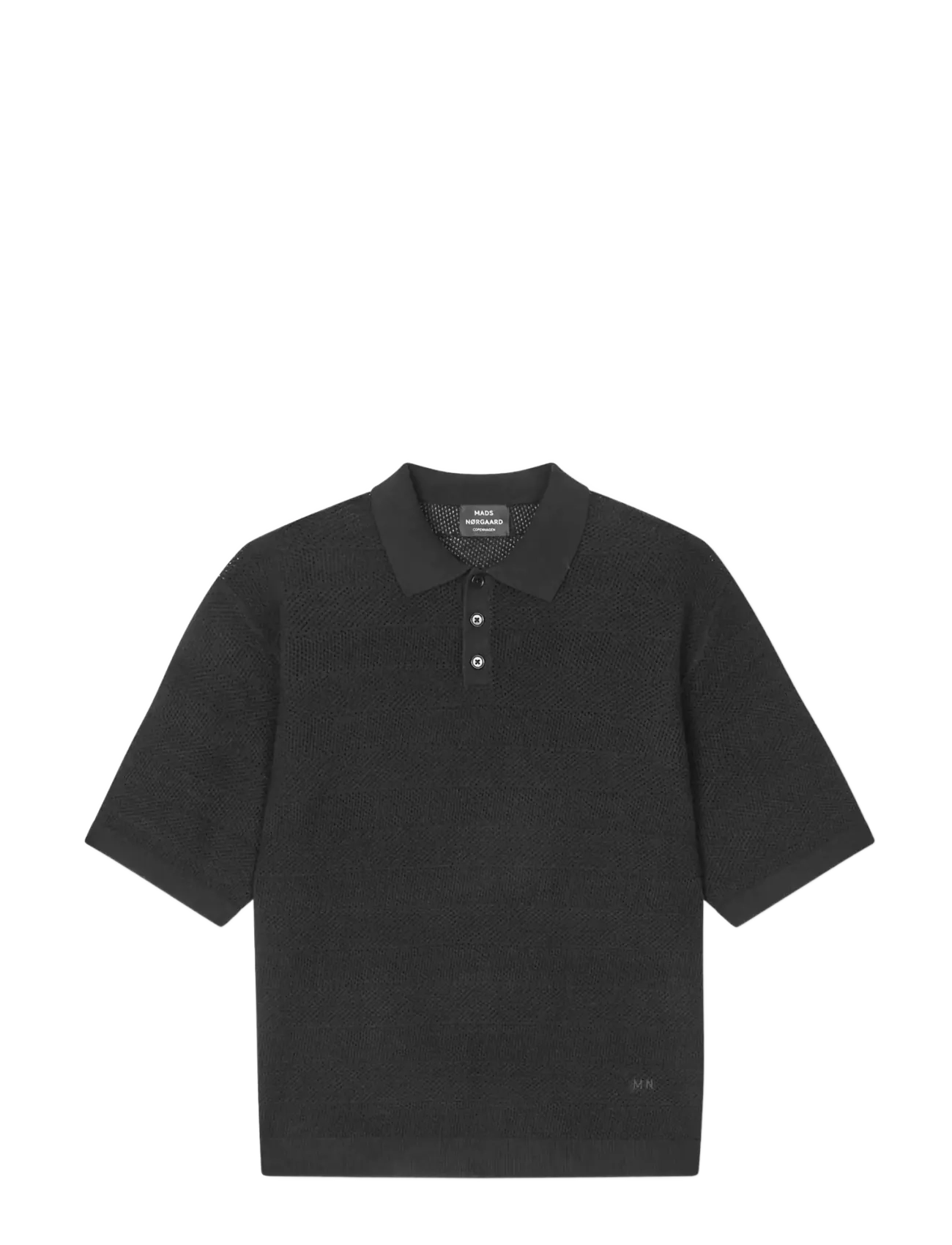 Mads Nørgaard Cotton Lino Arlo Polo, S, Black, Poloer > Kortærmede, Herre