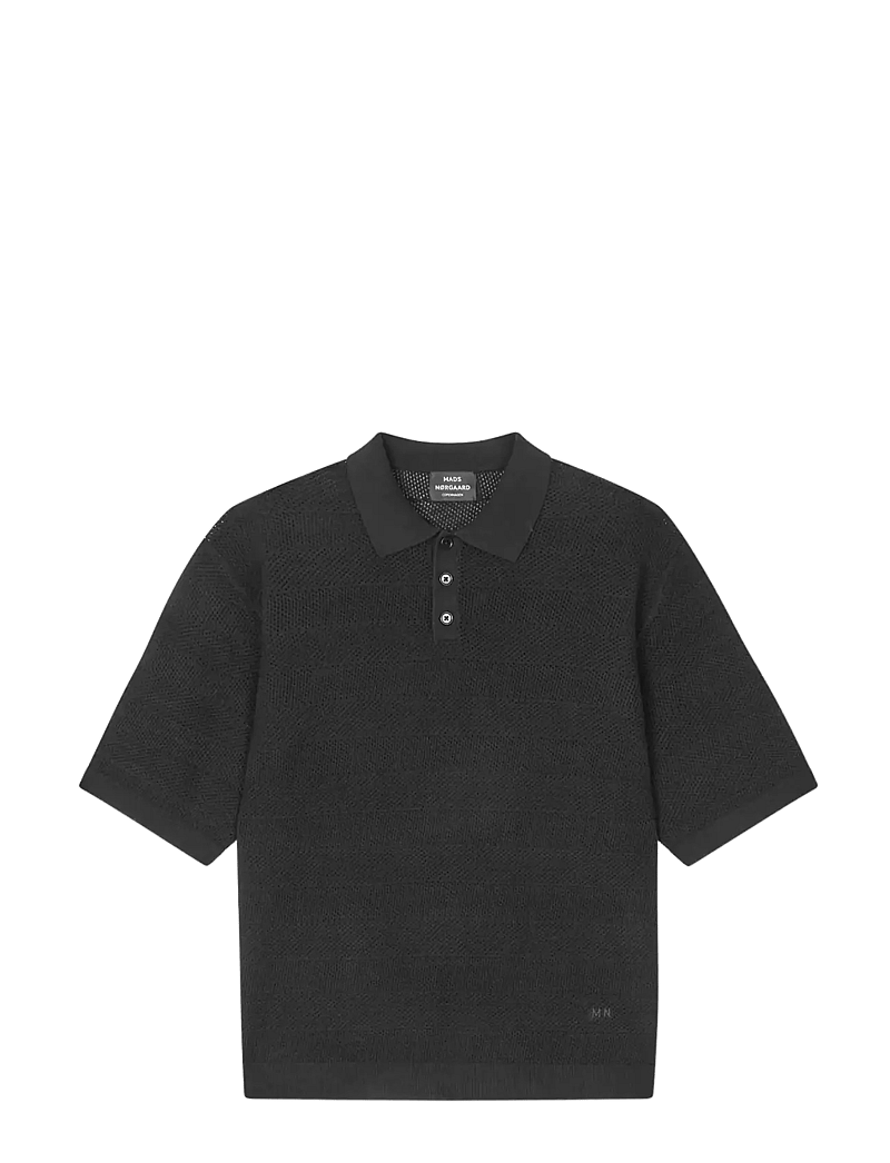 Mads Nørgaard - Cotton Lino Arlo Polo - kortærmede poloer - black - 0