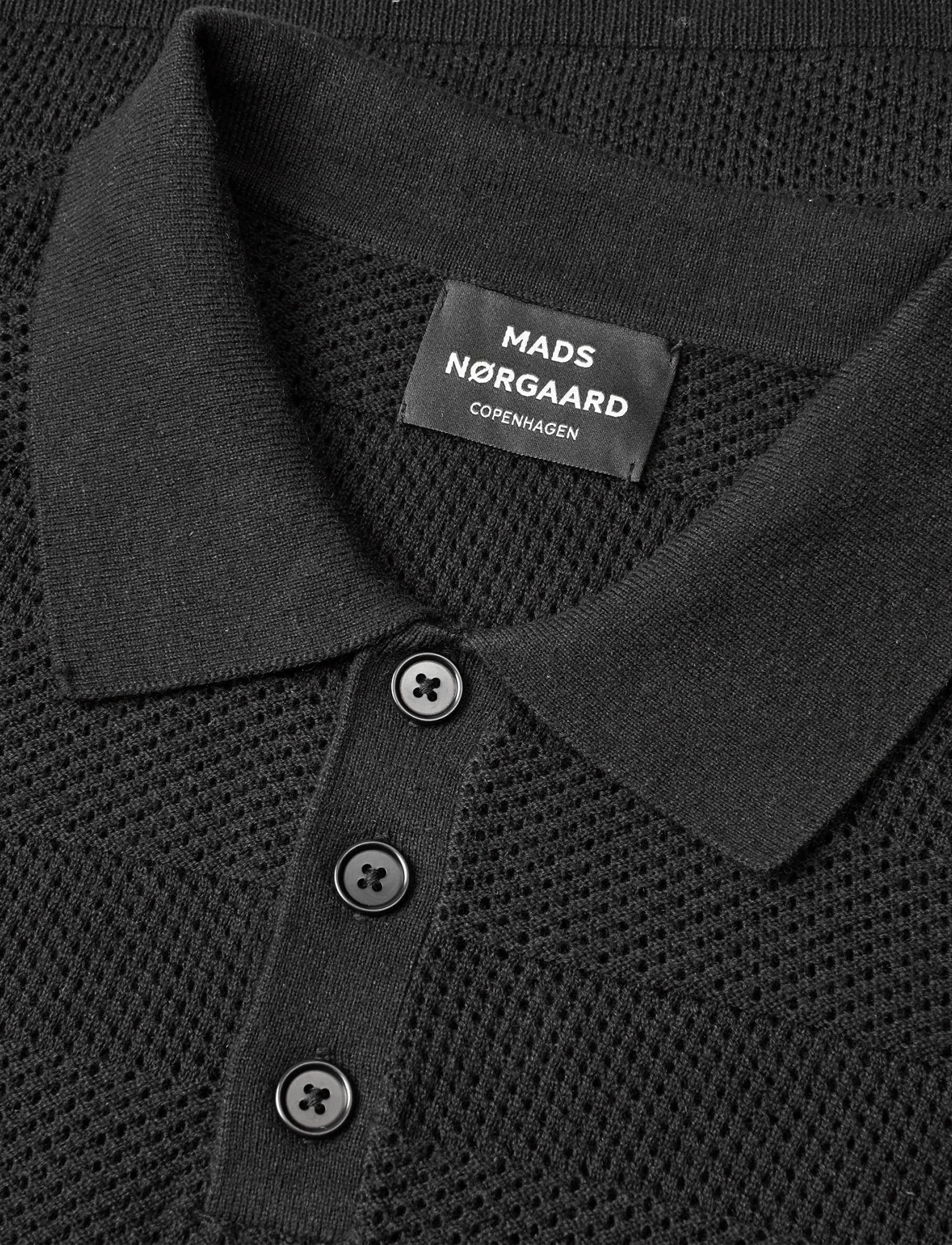 Mads Nørgaard - Cotton Lino Arlo Polo - kurzärmelig - black - 1