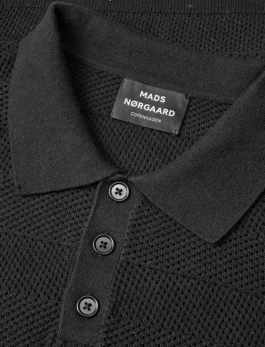 Mads Nørgaard - Cotton Lino Arlo Polo - kurzärmelig - black - 1