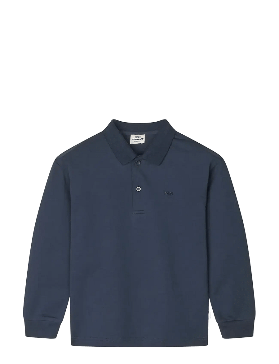 Mads Nørgaard - Light Terry Jan Polo L/S - langärmelig poloshirt - sky captain - 1