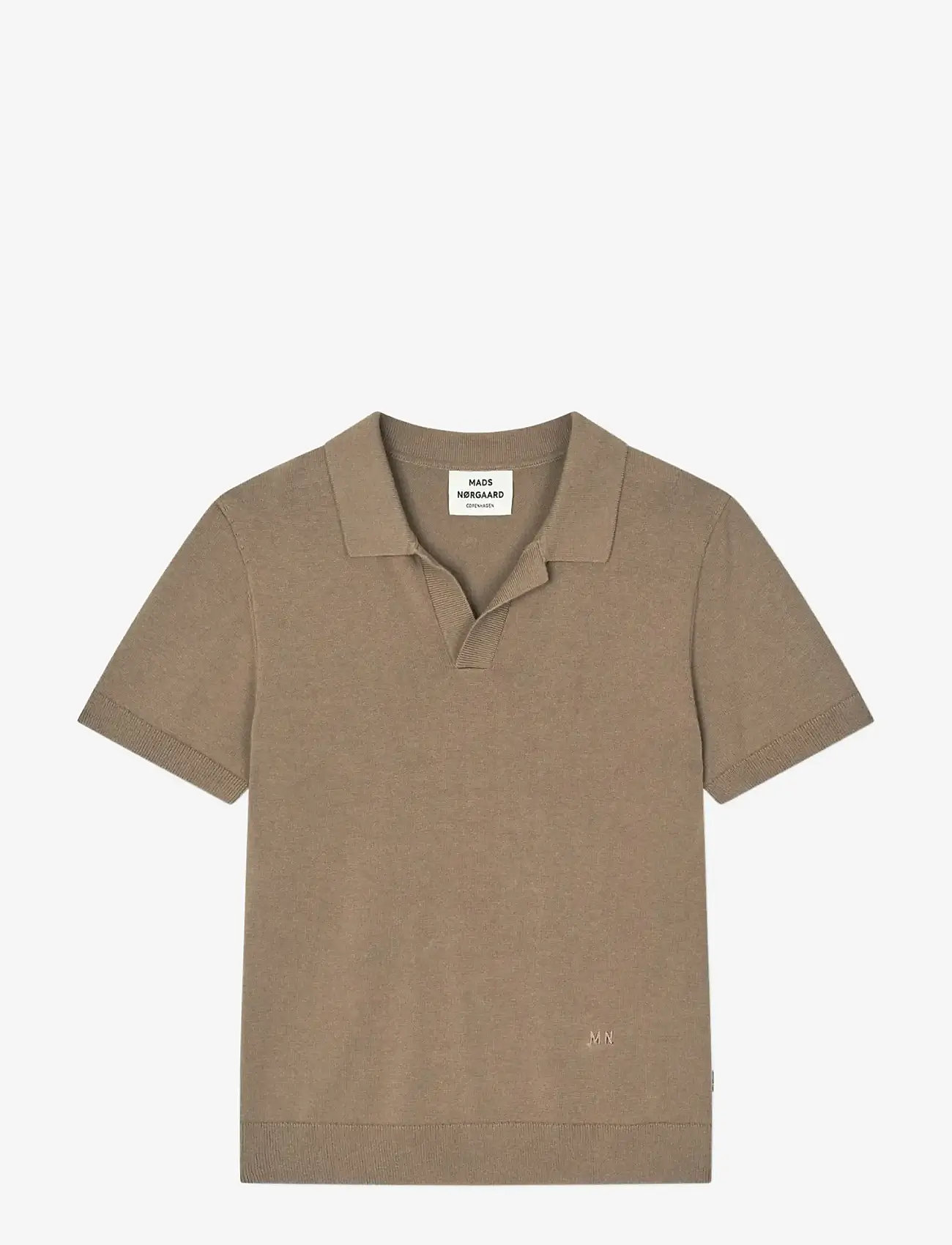 Mads Nørgaard - Cotton Knit Pelle Polo Tee - kortærmede poloer - walnut - 1